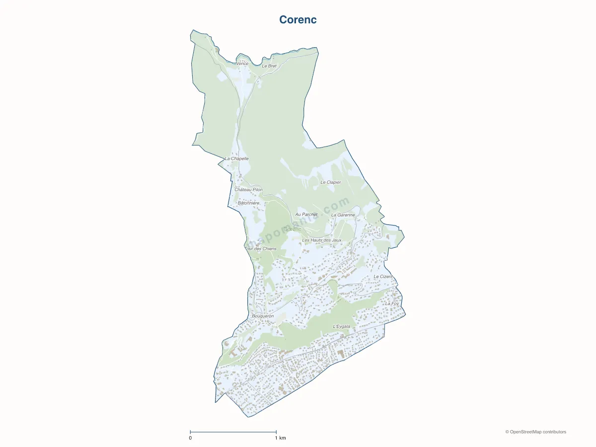 Carte de Corenc à personnaliser