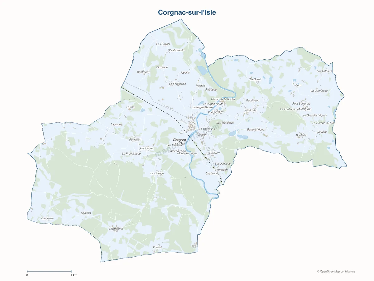 Carte de Corgnac-sur-l'Isle à personnaliser