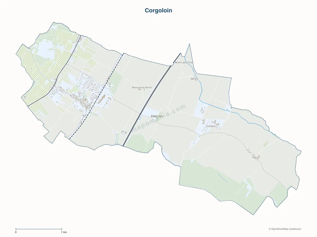 Carte de Corgoloin à personnaliser