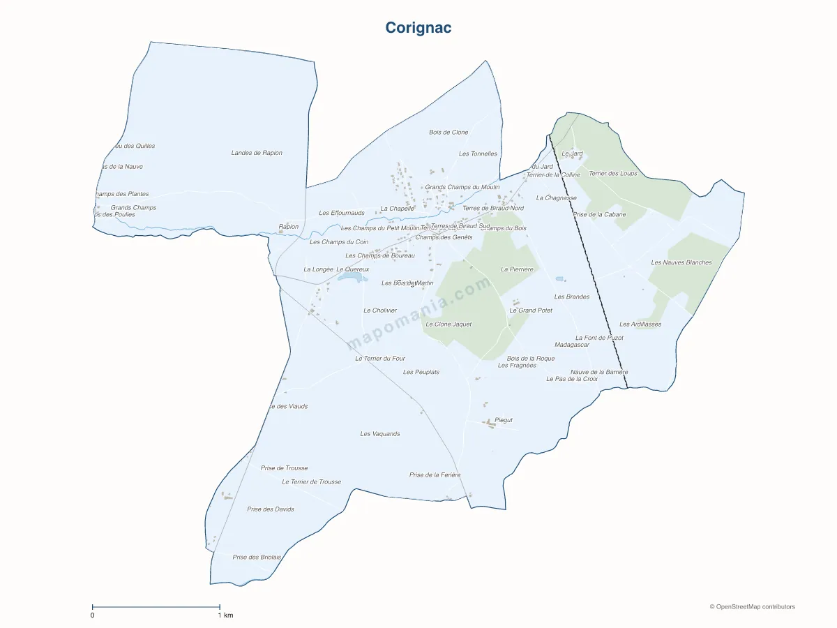 Carte de Corignac à personnaliser