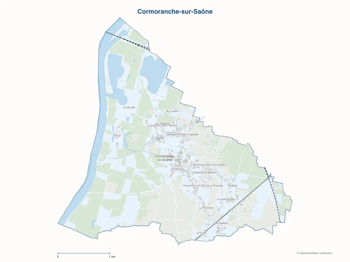 Carte de Cormoranche-sur-Saône à personnaliser