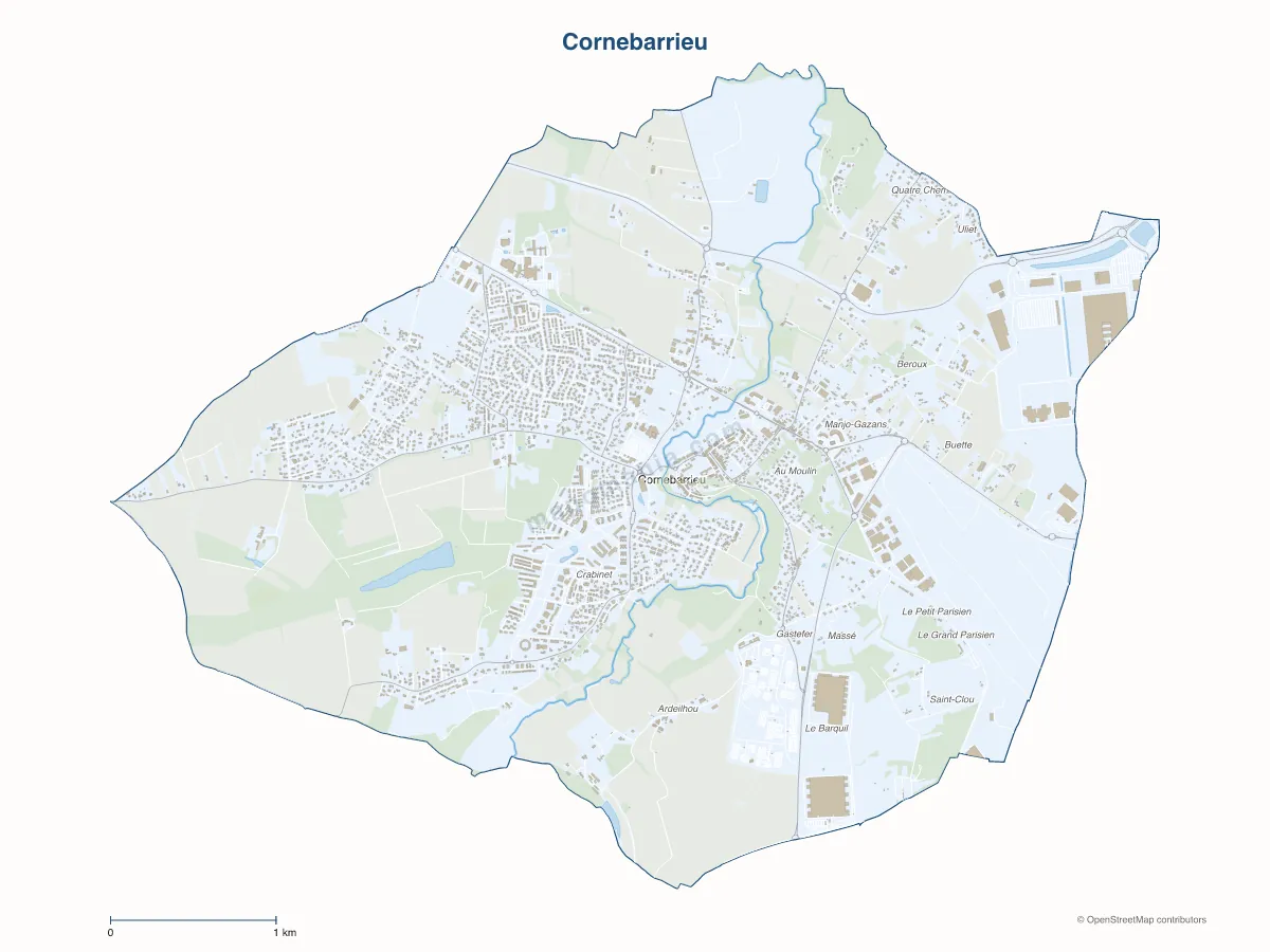 Carte de Cornebarrieu à personnaliser