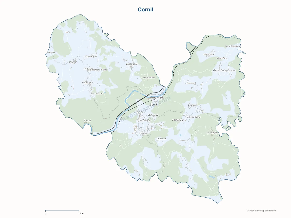 Carte de Cornil à personnaliser