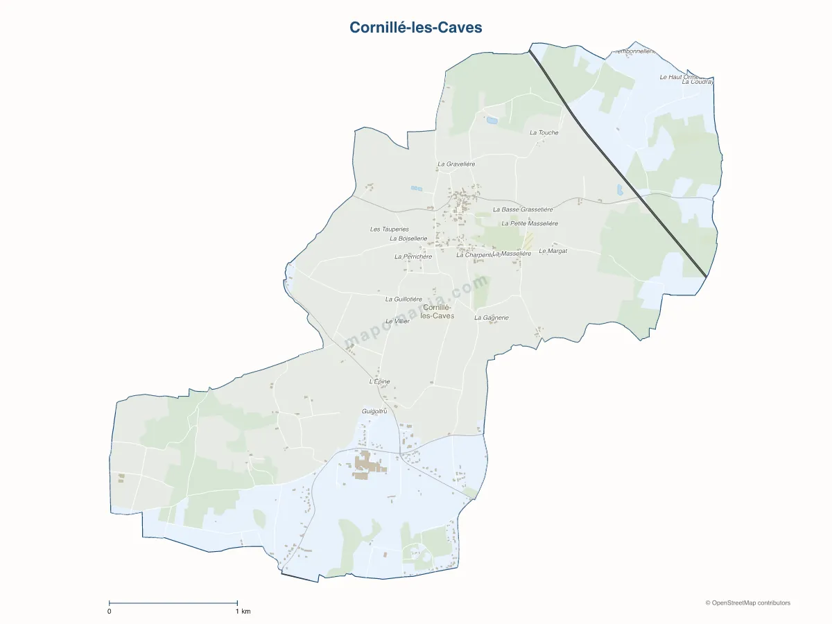 Carte de Cornillé-les-Caves à personnaliser