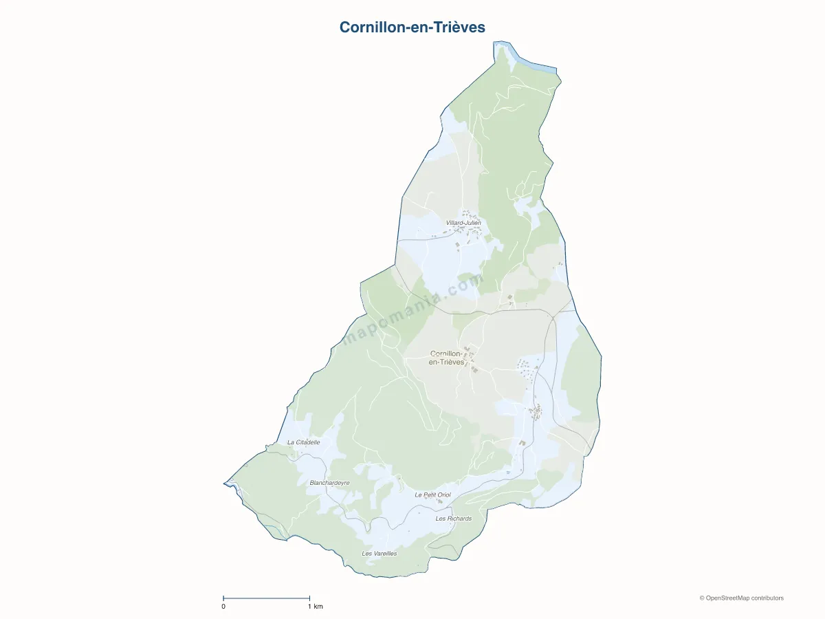 Carte de Cornillon-en-Trièves à personnaliser