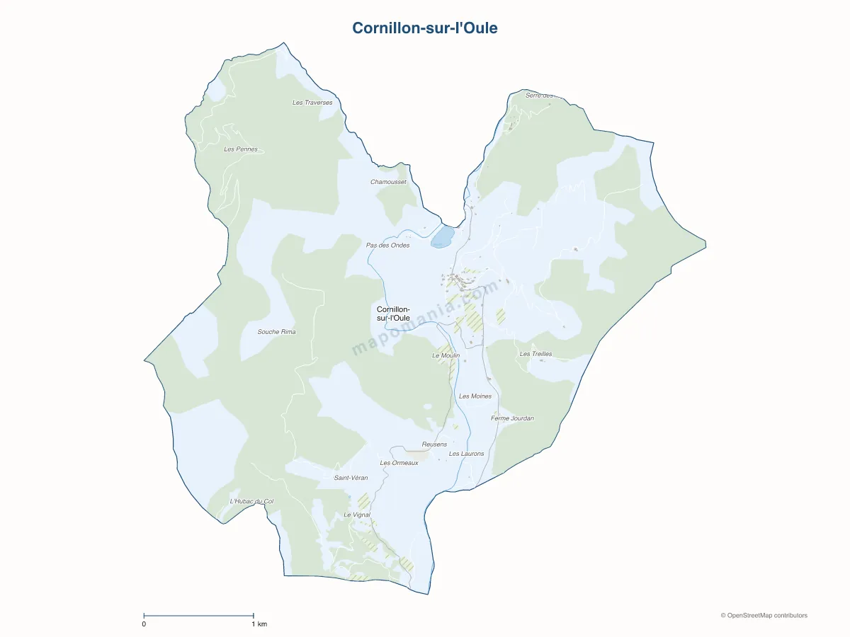 Carte de Cornillon-sur-l'Oule à personnaliser
