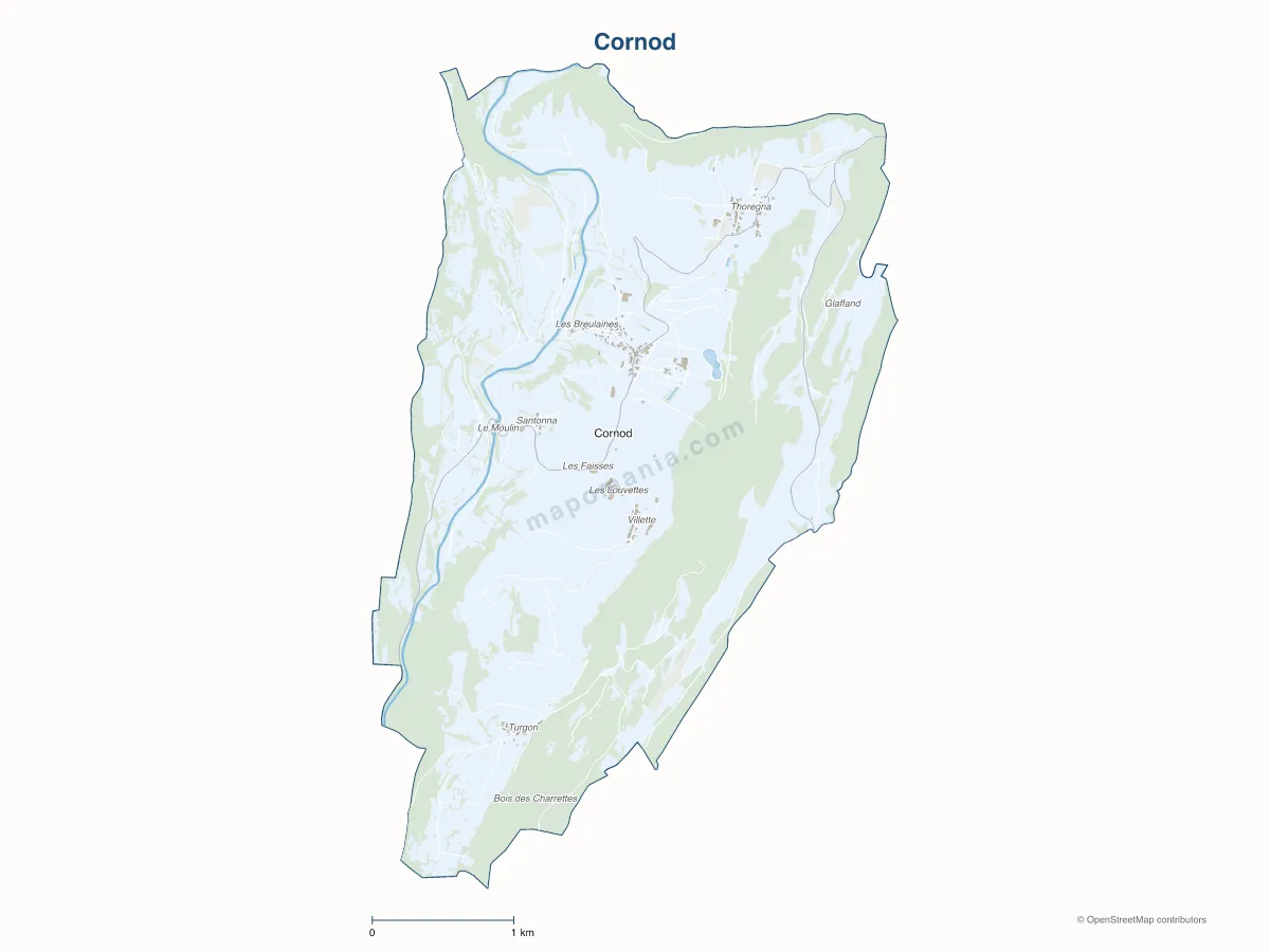Carte de Cornod à personnaliser