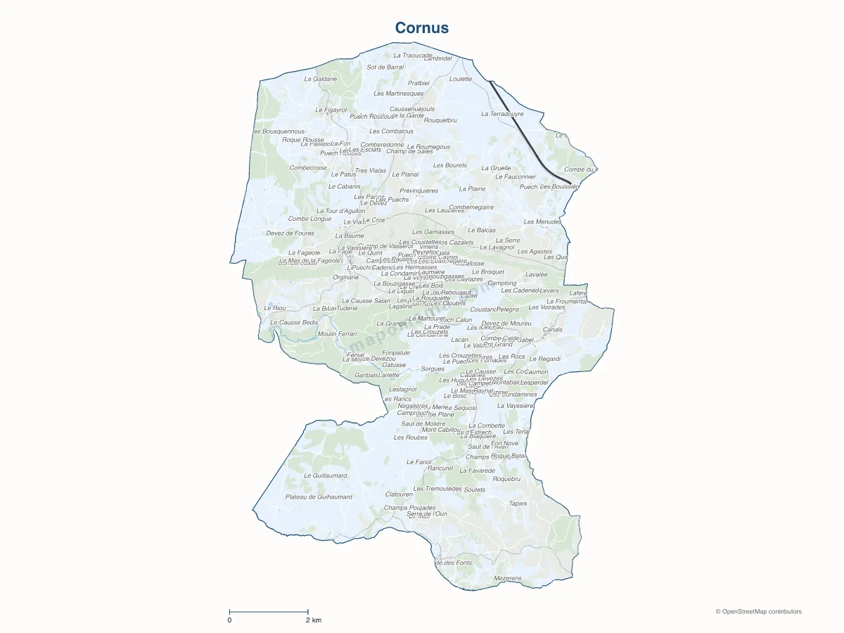 Carte de Cornus à personnaliser