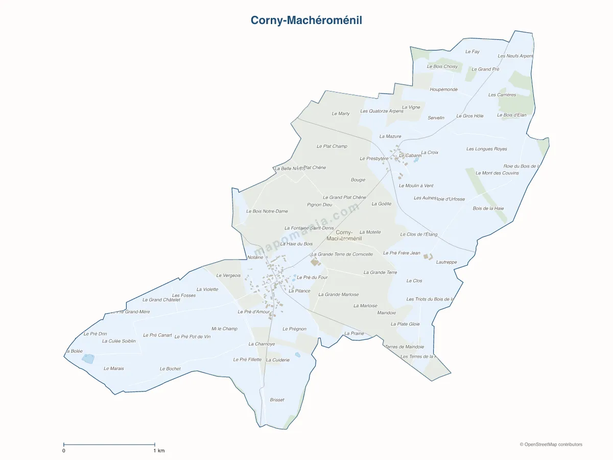 Carte de Corny-Machéroménil à personnaliser