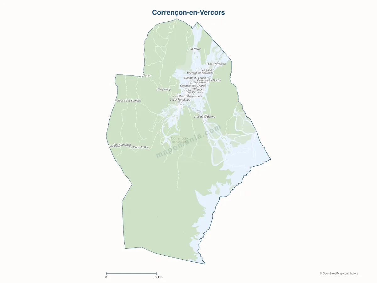 Carte de Corrençon-en-Vercors à personnaliser