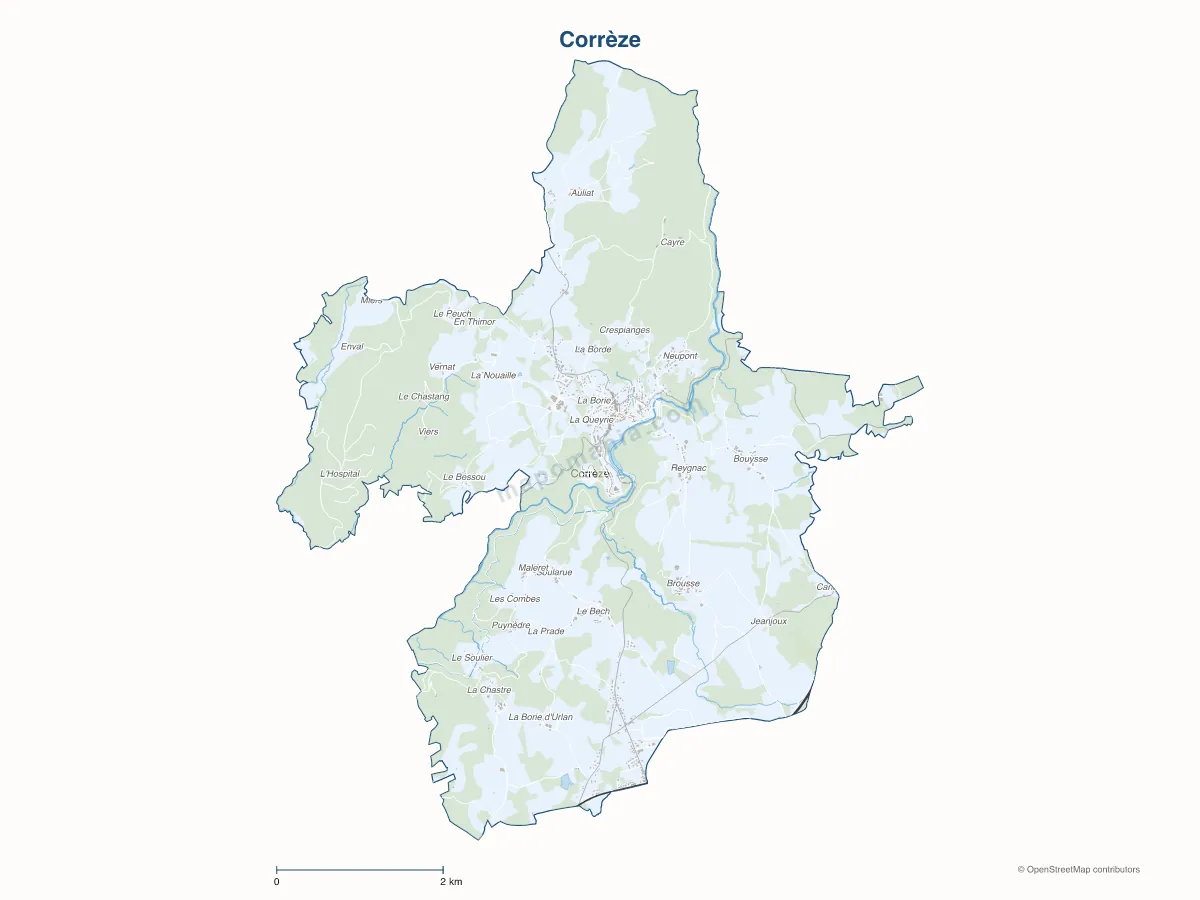 Carte de Corrèze à personnaliser