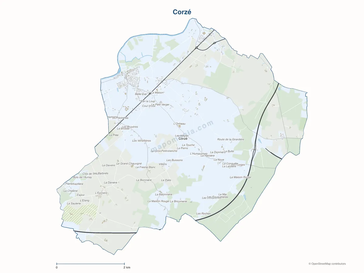 Carte de Corzé à personnaliser