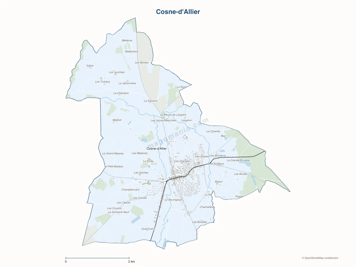 Carte de Cosne-d'Allier à personnaliser