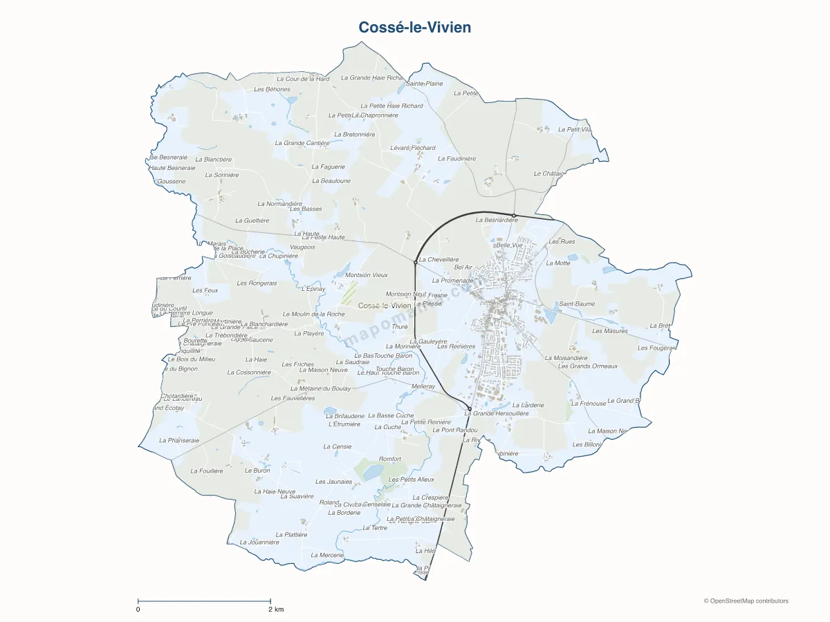 Carte de Cossé-le-Vivien à personnaliser