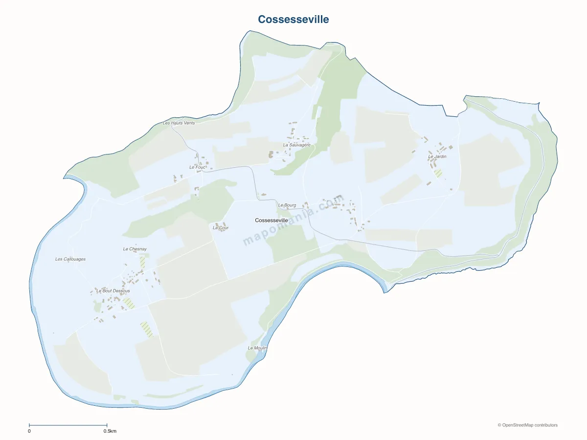 Carte de Cossesseville à personnaliser