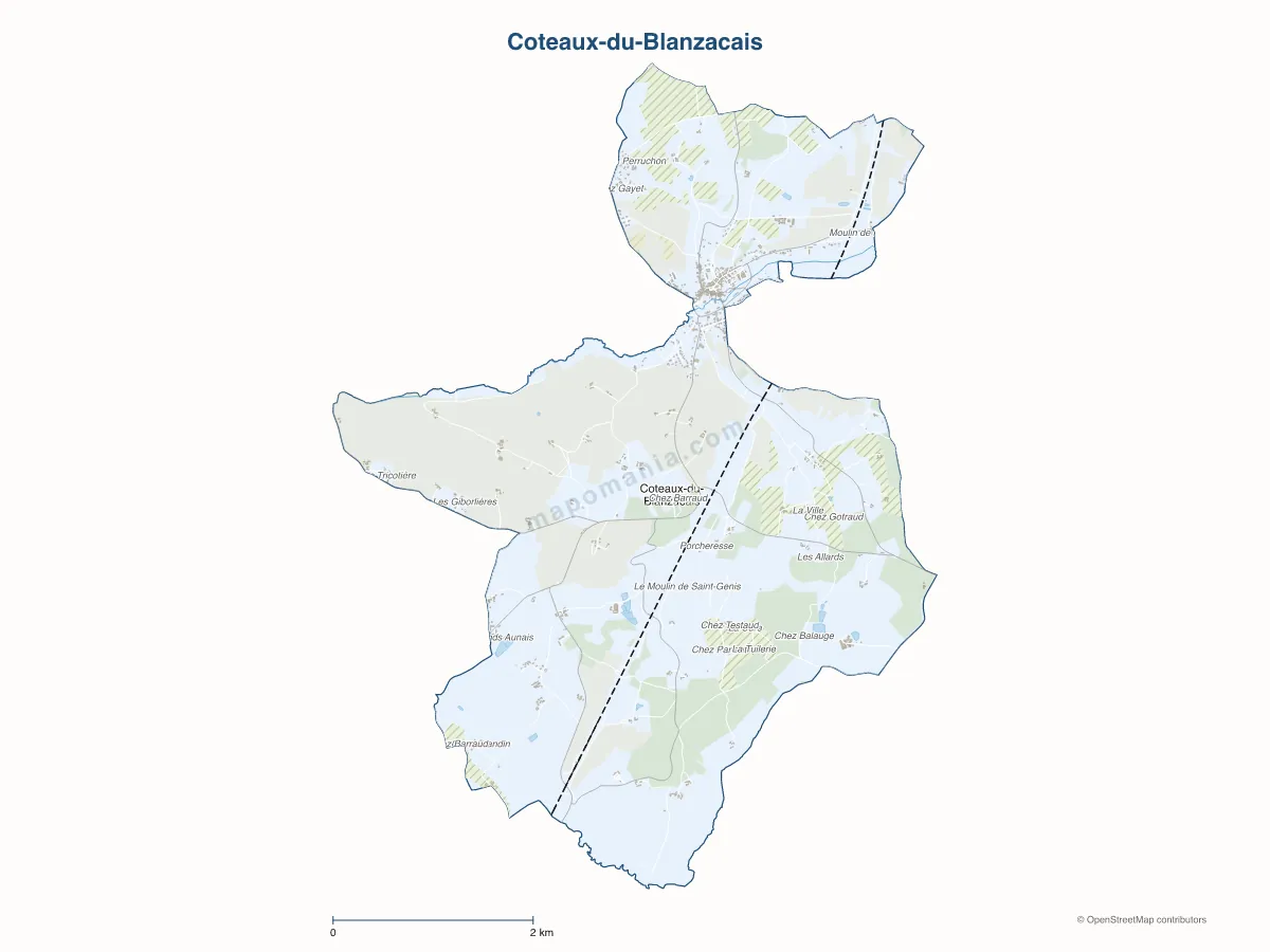 Carte de Coteaux-du-Blanzacais à personnaliser