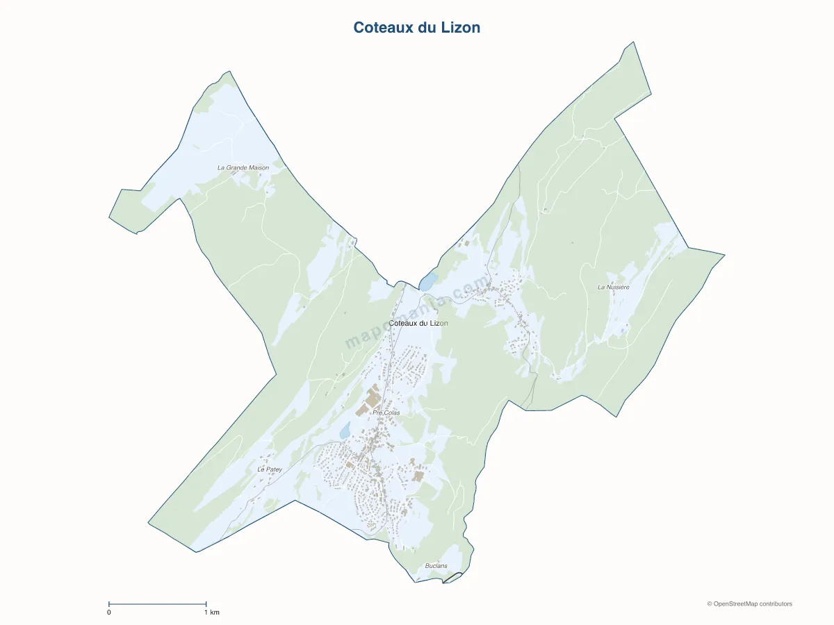Carte de Coteaux du Lizon à personnaliser