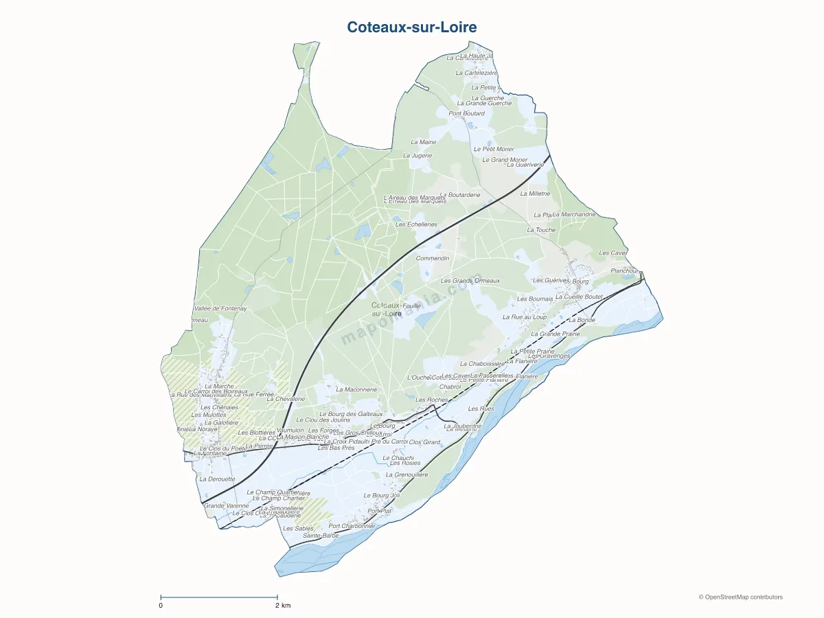 Carte de Coteaux-sur-Loire à personnaliser