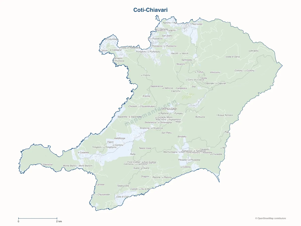 Carte de Coti-Chiavari à personnaliser