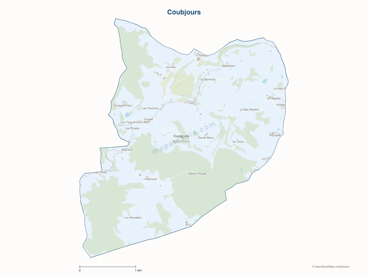 Carte de Coubjours à personnaliser