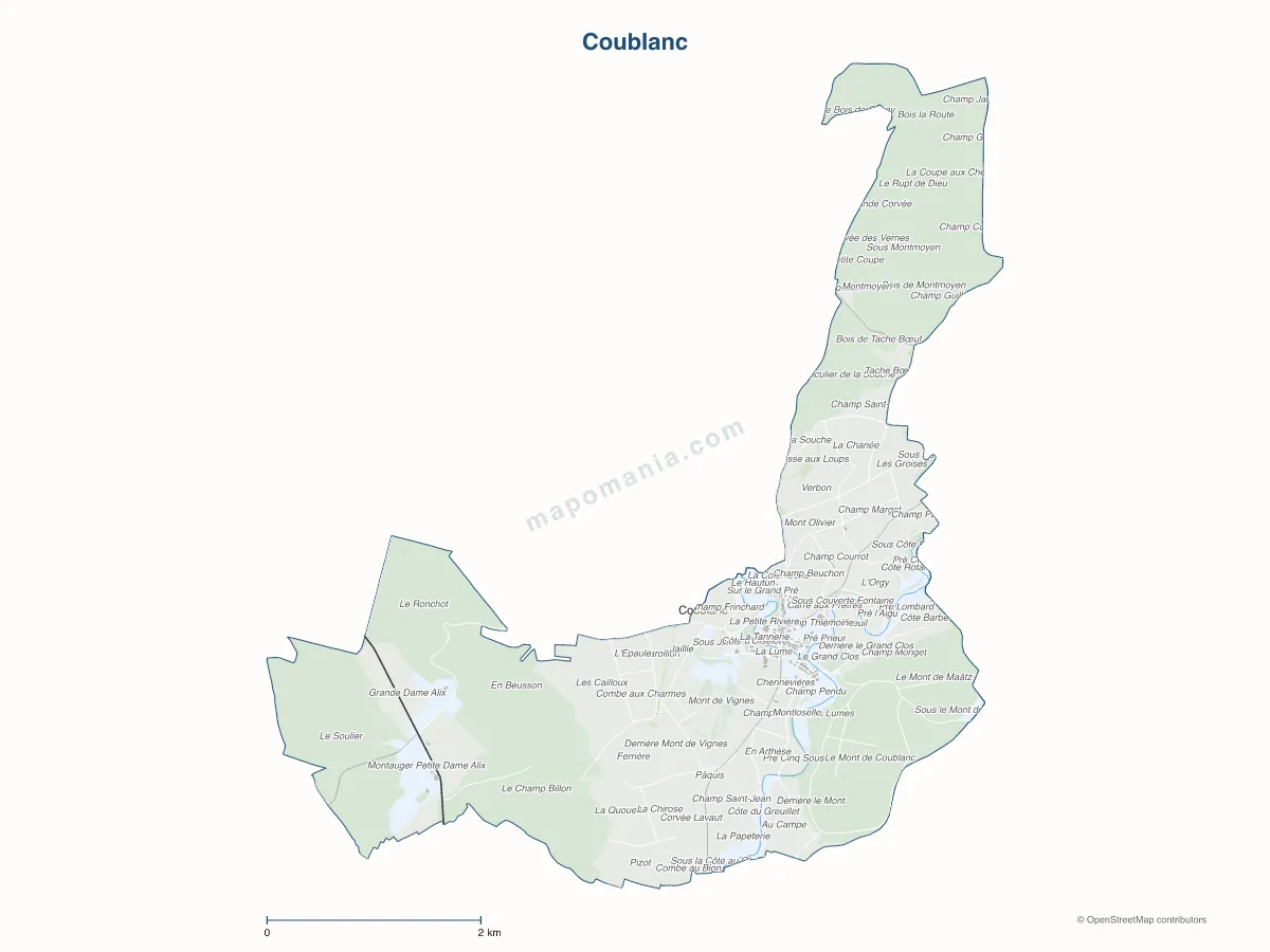Carte de Coublanc à personnaliser