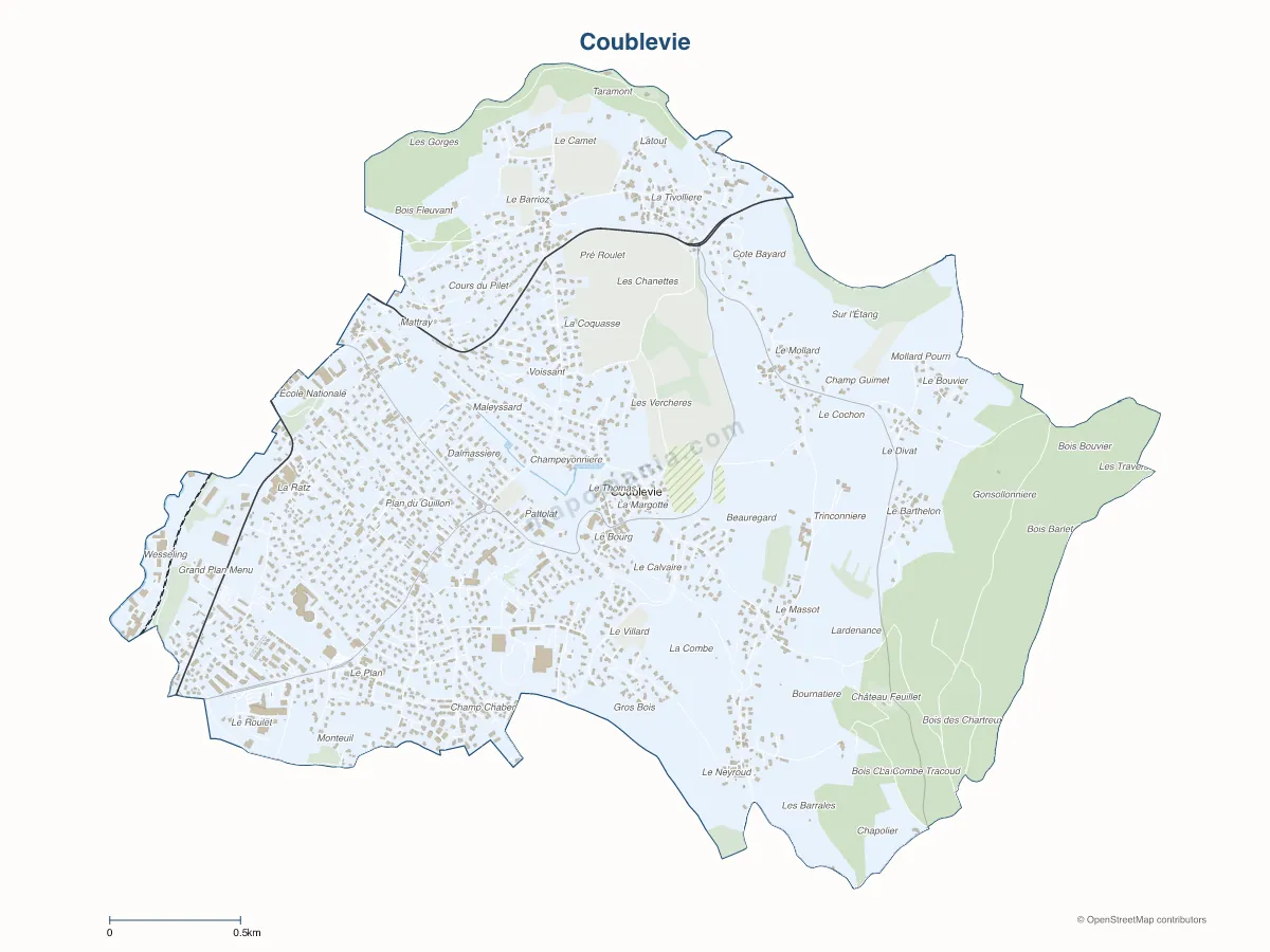 Carte de Coublevie à personnaliser