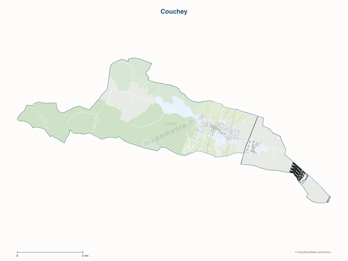Carte de Couchey à personnaliser