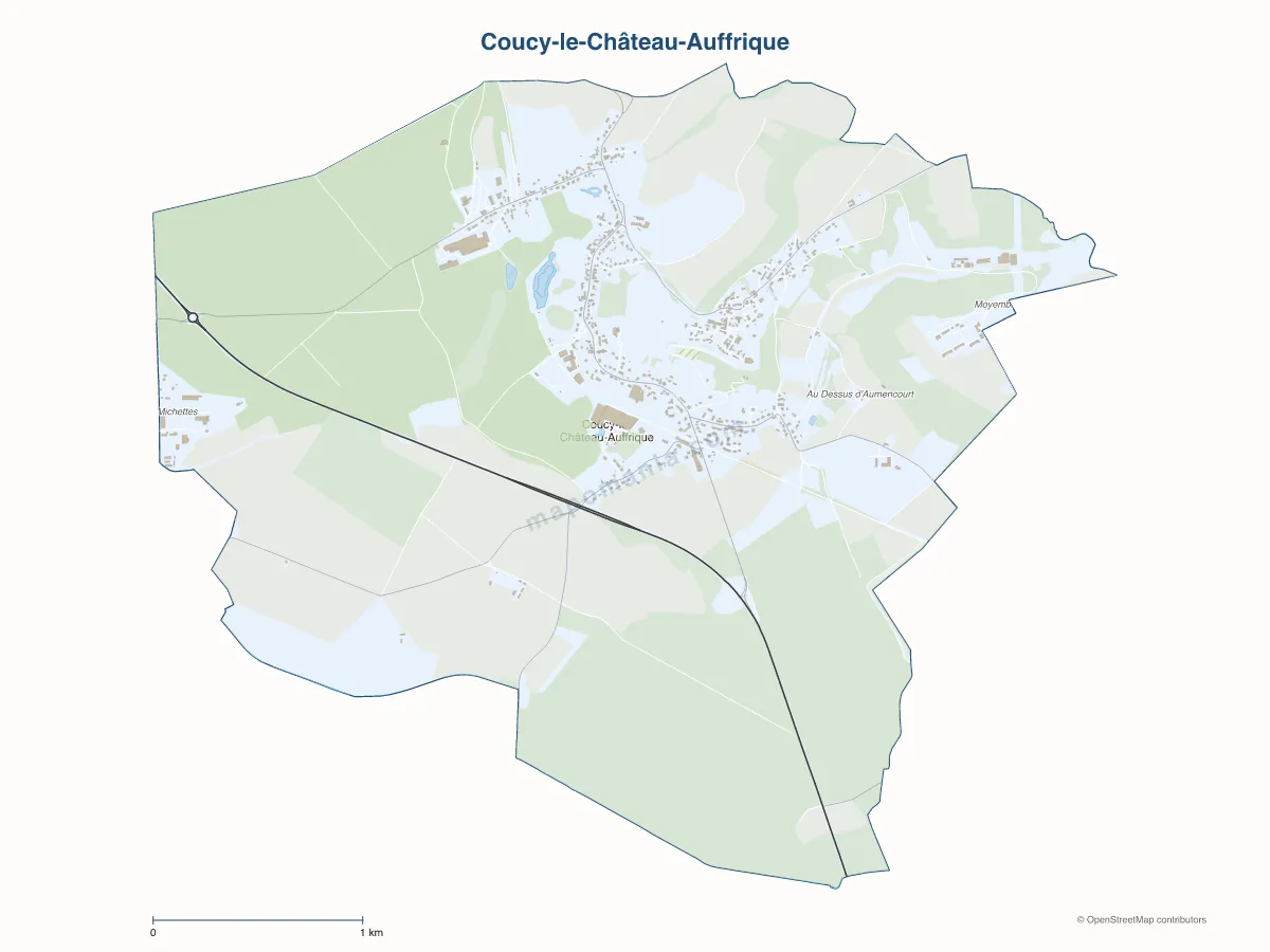 Carte de Coucy-le-Château-Auffrique à personnaliser