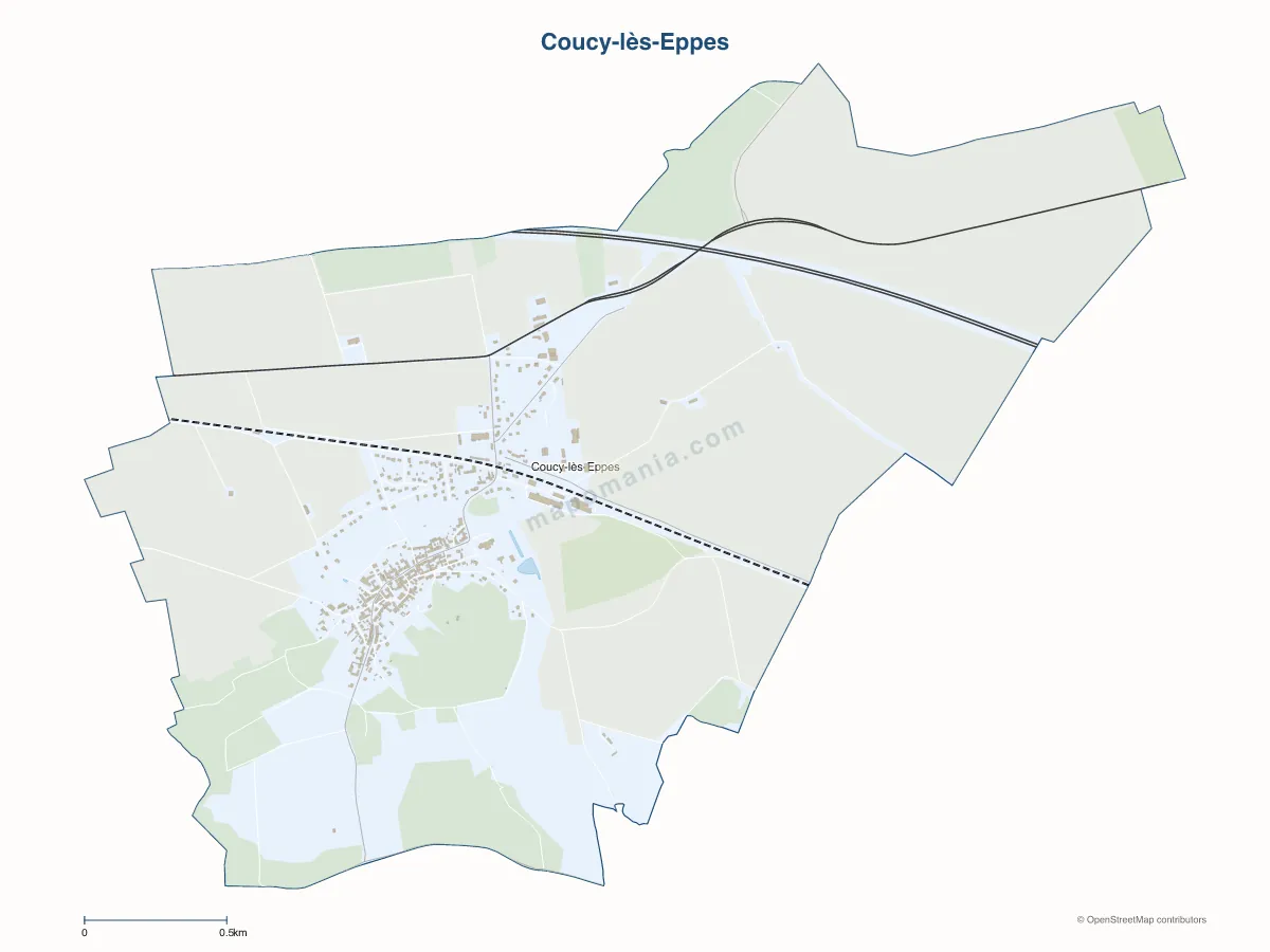 Carte de Coucy-lès-Eppes à personnaliser