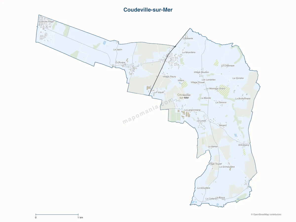 Carte de Coudeville-sur-Mer à personnaliser