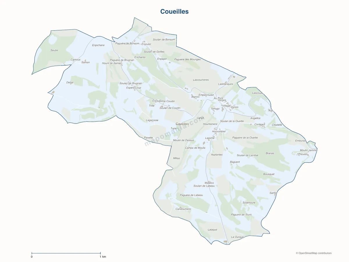 Carte de Coueilles à personnaliser