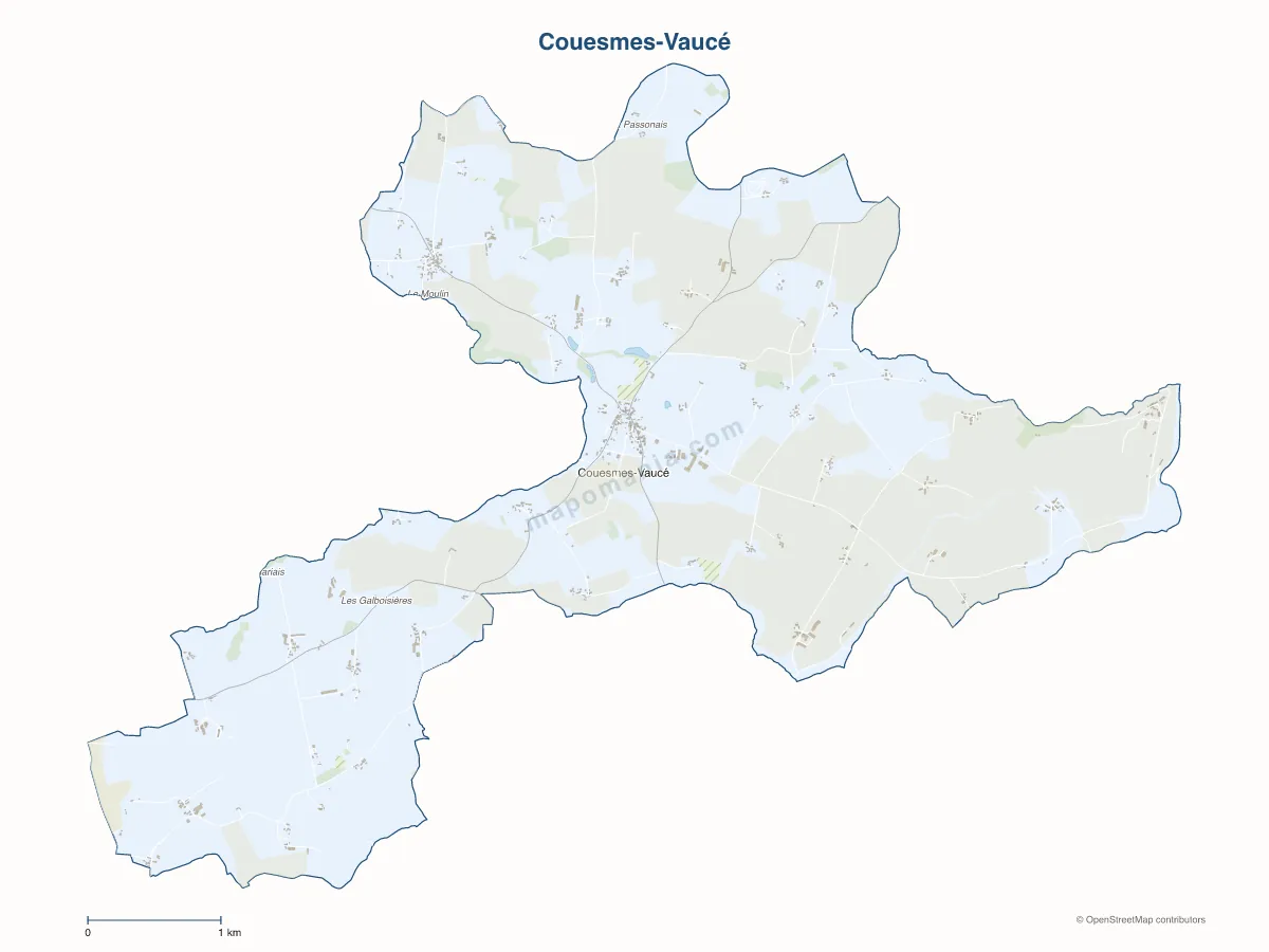 Carte de Couesmes-Vaucé à personnaliser