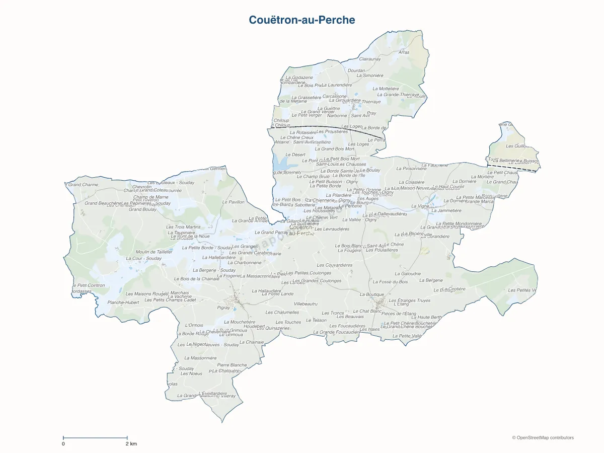 Carte de Couëtron-au-Perche à personnaliser