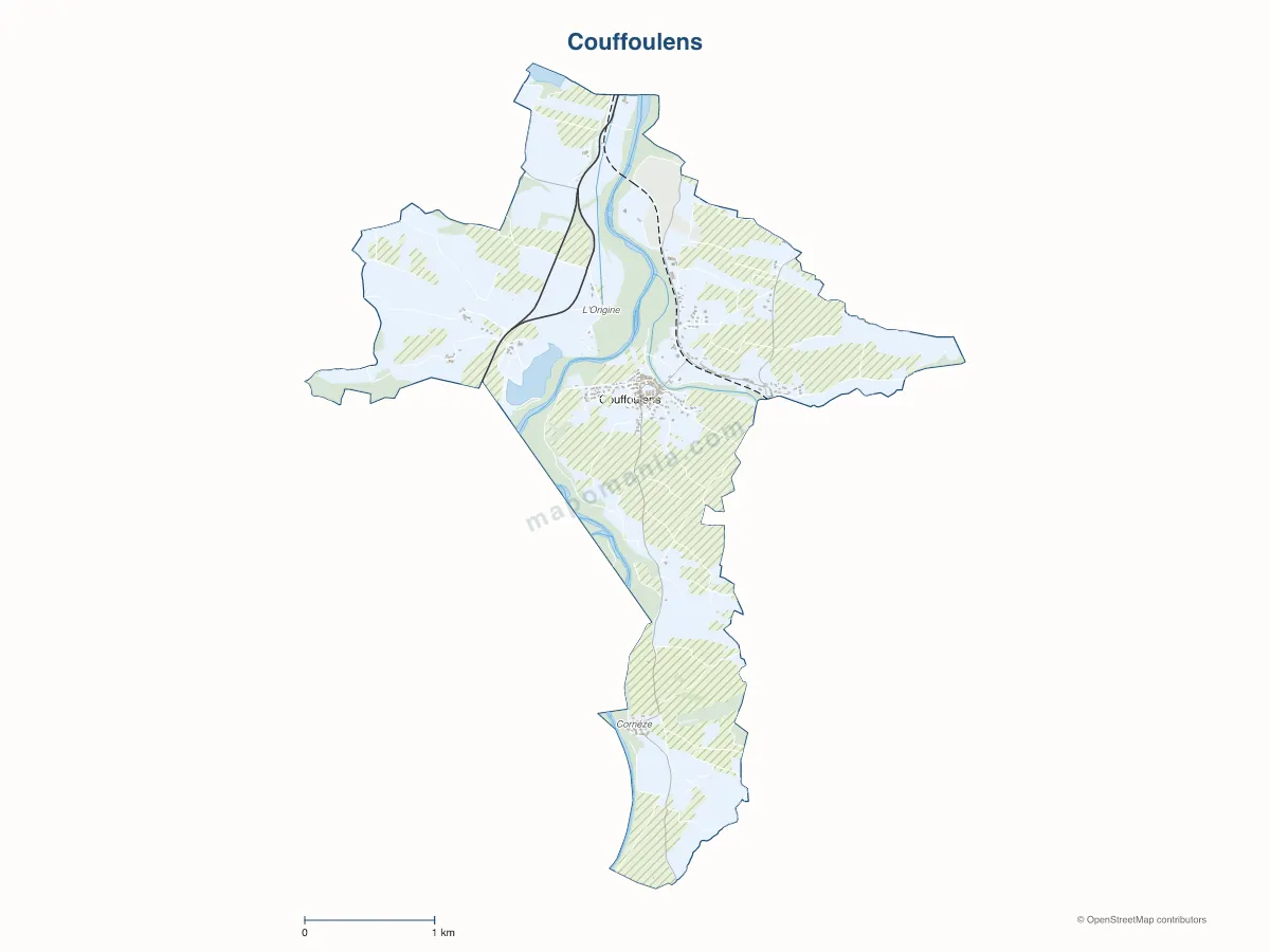 Carte de Couffoulens à personnaliser