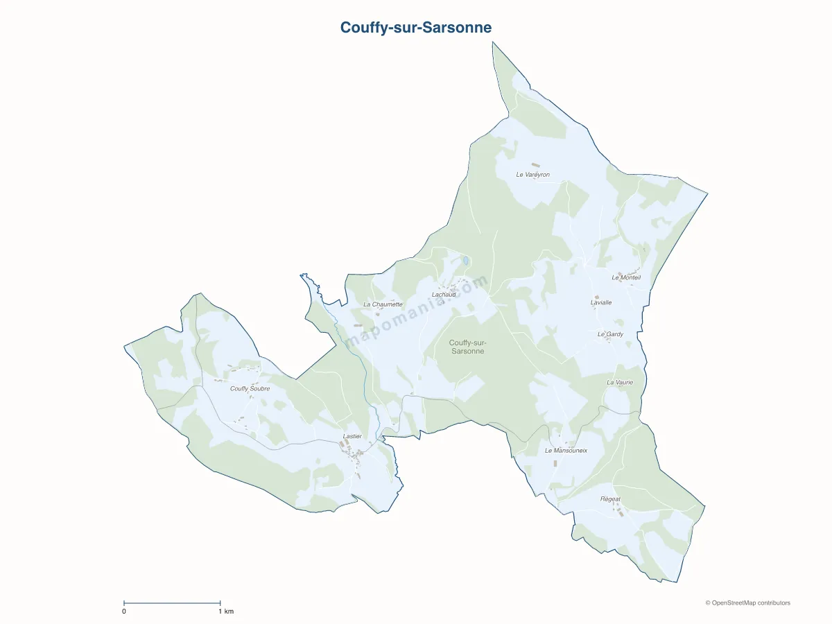Carte de Couffy-sur-Sarsonne à personnaliser