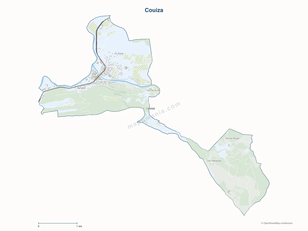 Carte de Couiza à personnaliser