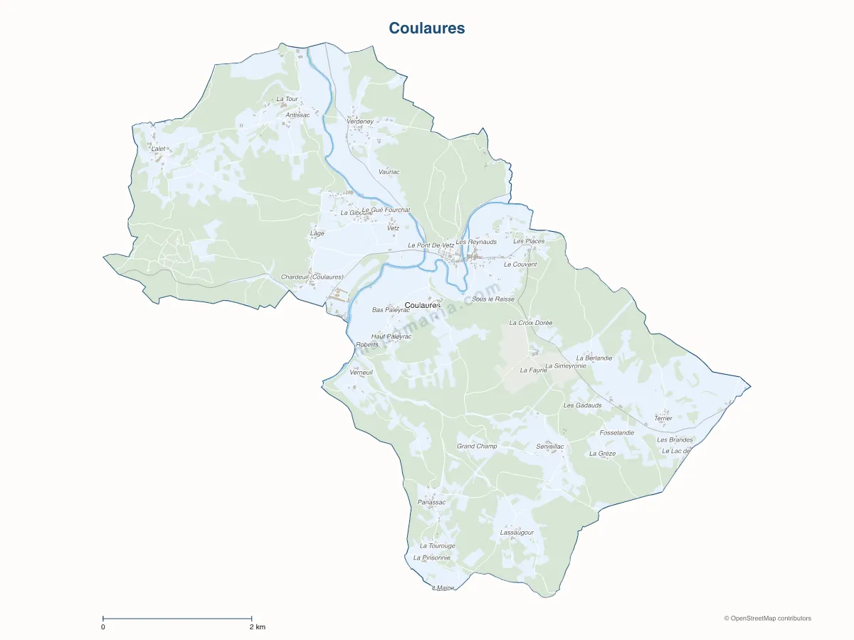 Carte de Coulaures à personnaliser