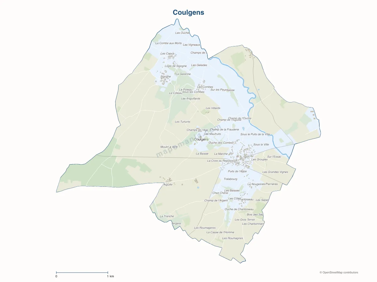 Carte de Coulgens à personnaliser