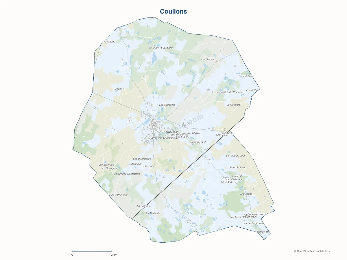 Carte de Coullons à personnaliser