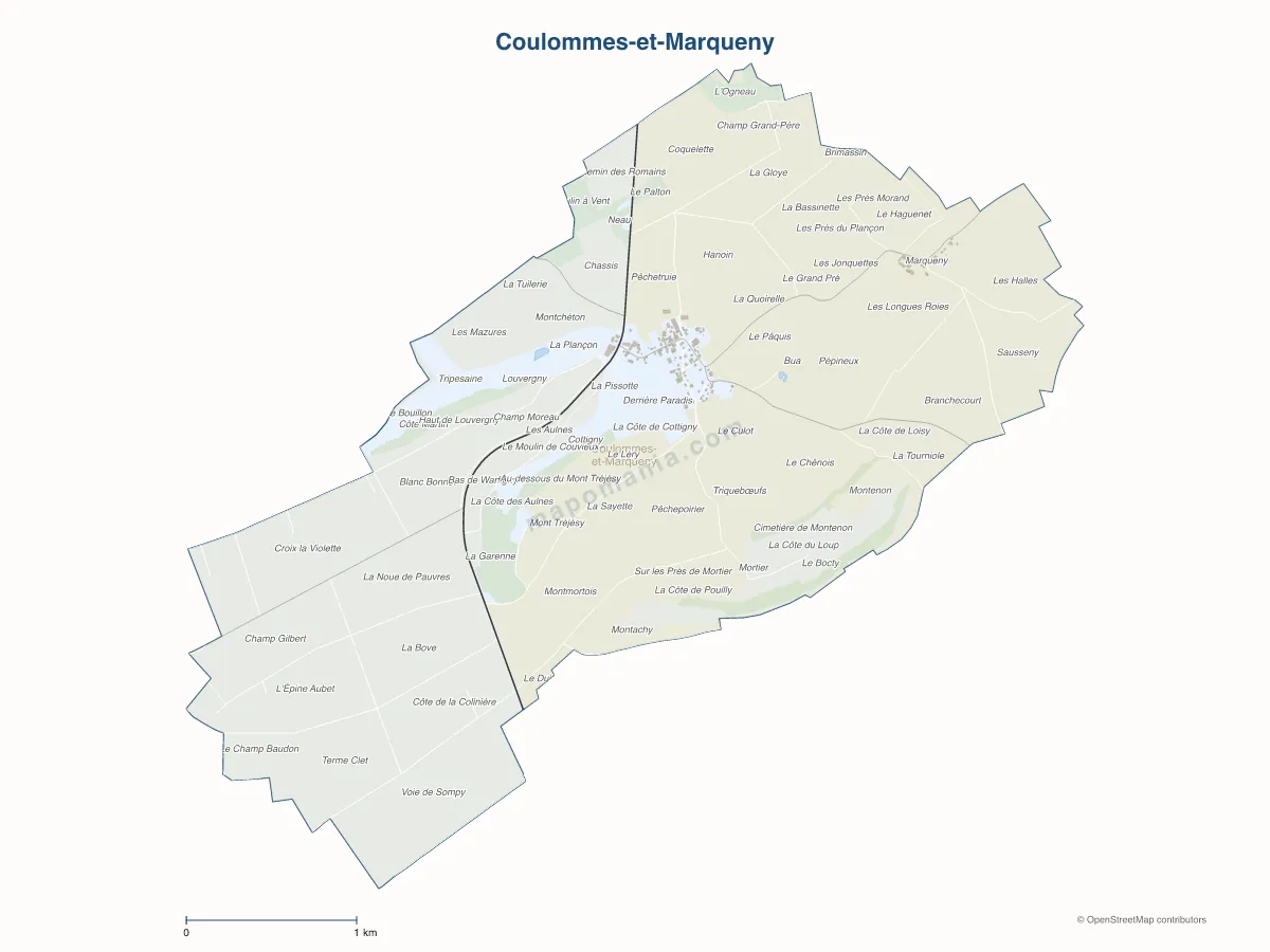 Carte de Coulommes-et-Marqueny à personnaliser