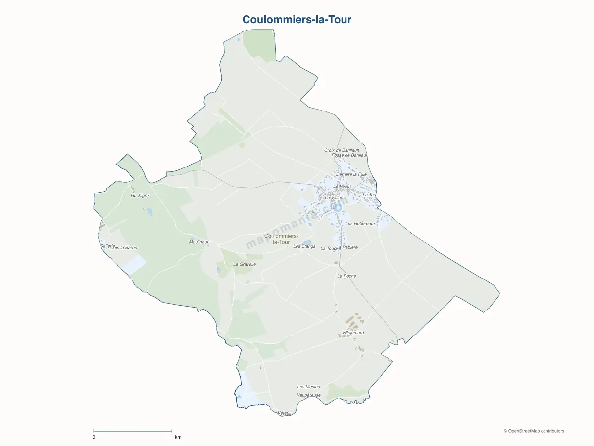 Carte de Coulommiers-la-Tour à personnaliser