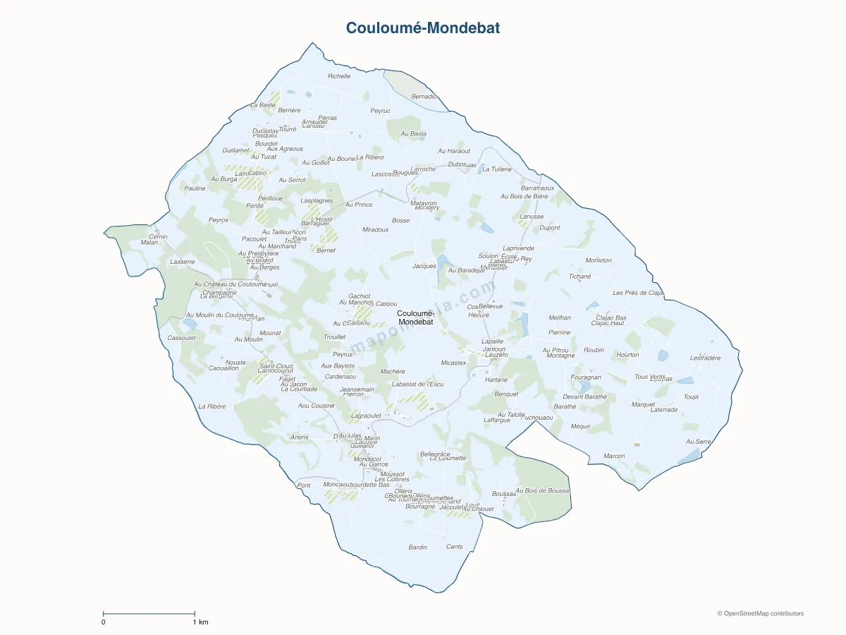 Carte de Couloumé-Mondebat à personnaliser