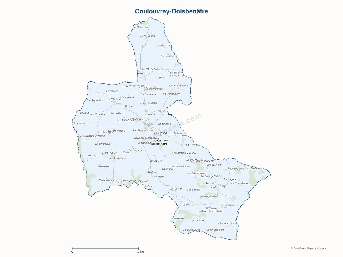 Carte de Coulouvray-Boisbenâtre à personnaliser