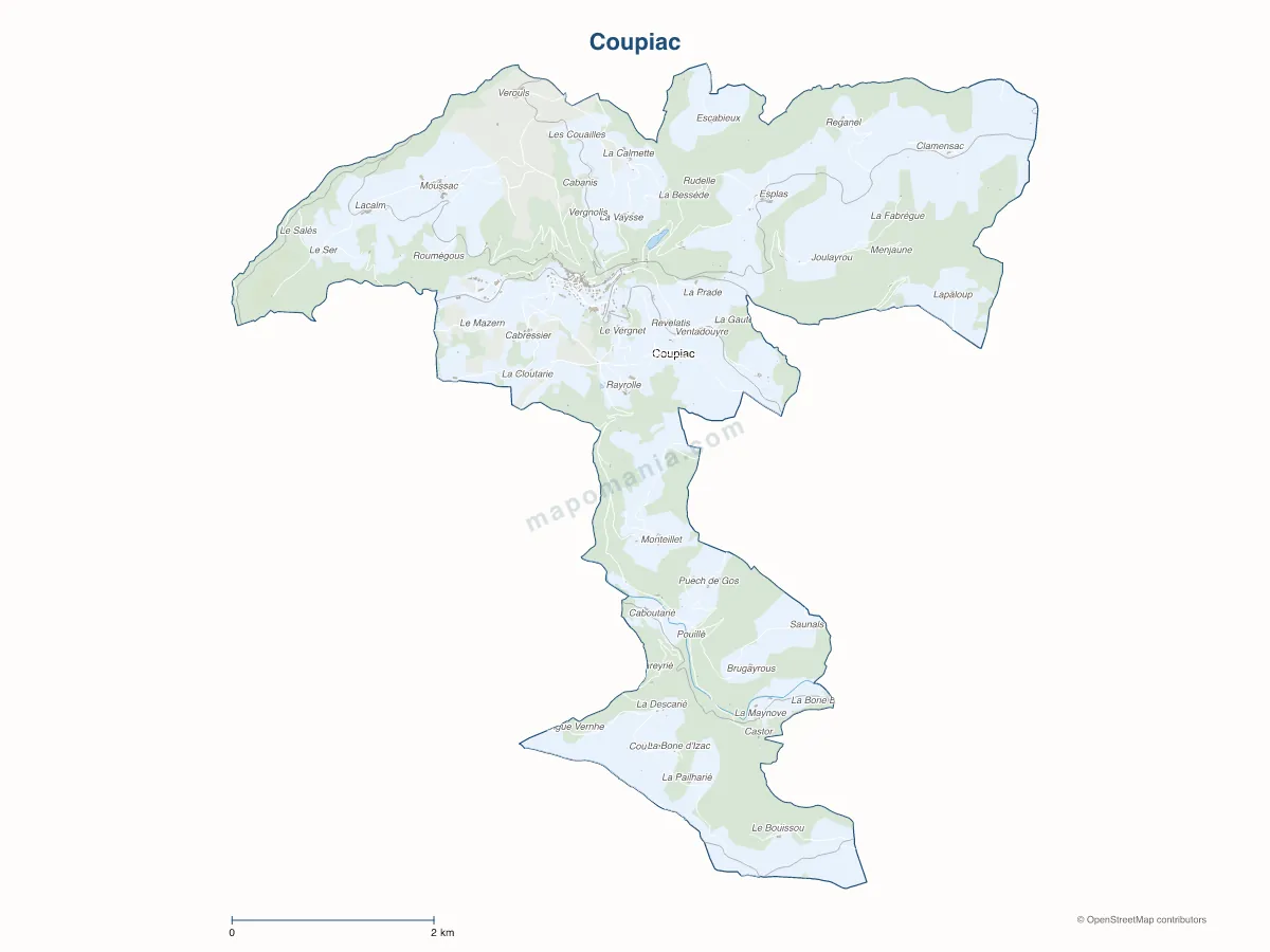 Carte de Coupiac à personnaliser