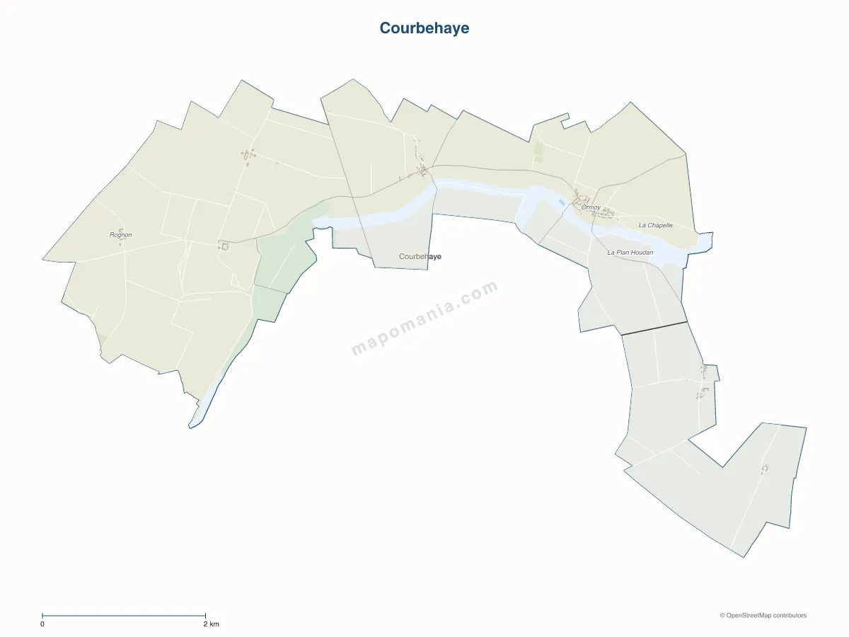 Carte de Courbehaye à personnaliser