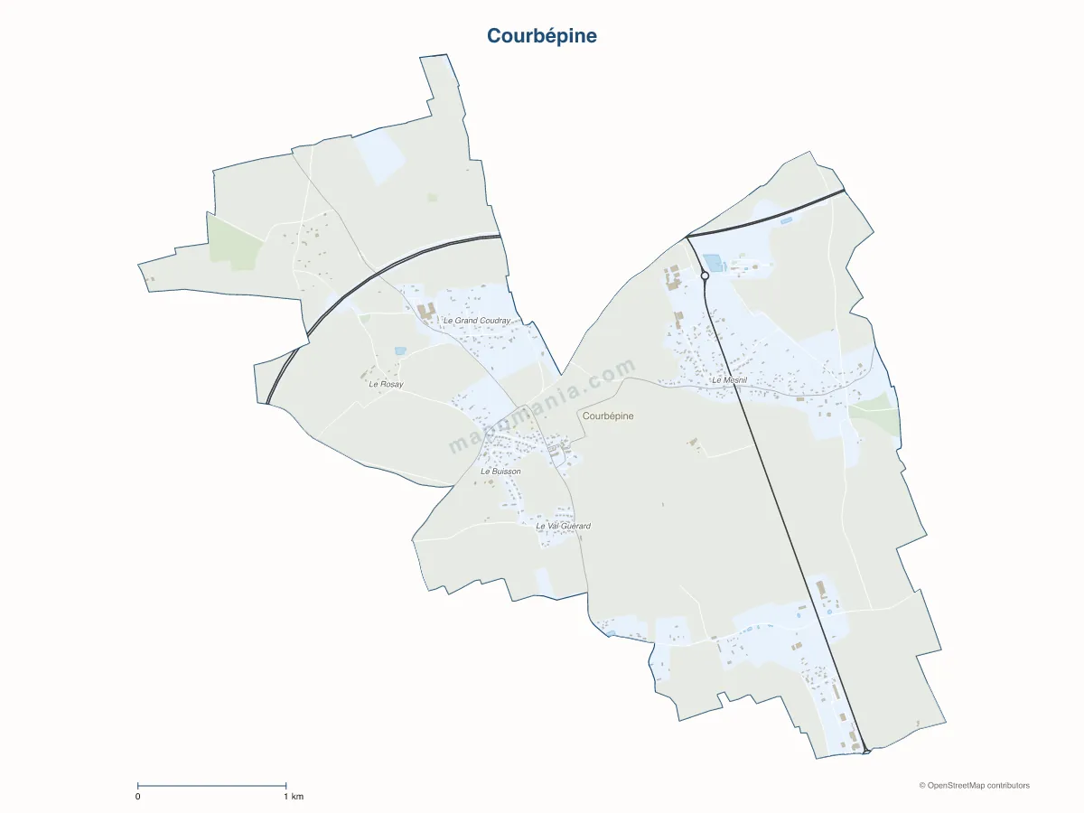 Carte de Courbépine à personnaliser