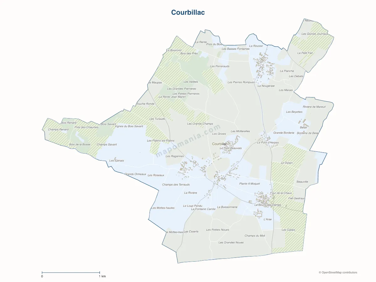 Carte de Courbillac à personnaliser
