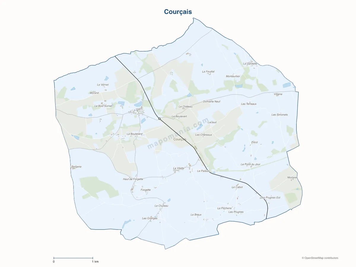 Carte de Courçais à personnaliser