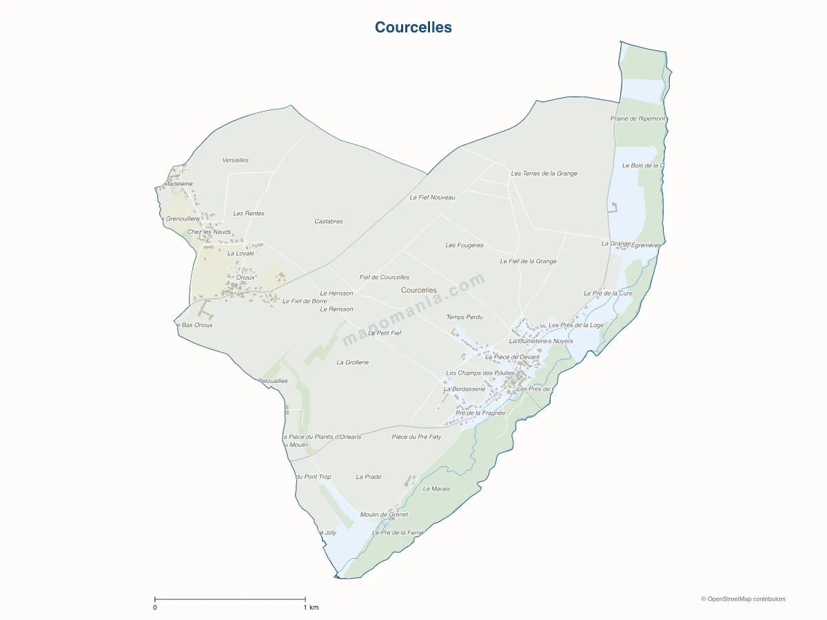 Carte de Courcelles à personnaliser