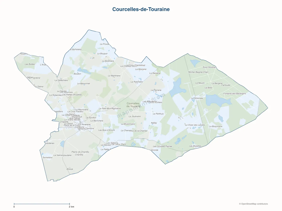 Carte de Courcelles-de-Touraine à personnaliser